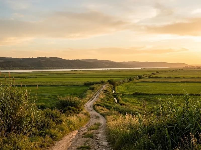 Os campos da lezíria perto de Castanheira ao fim da tarde